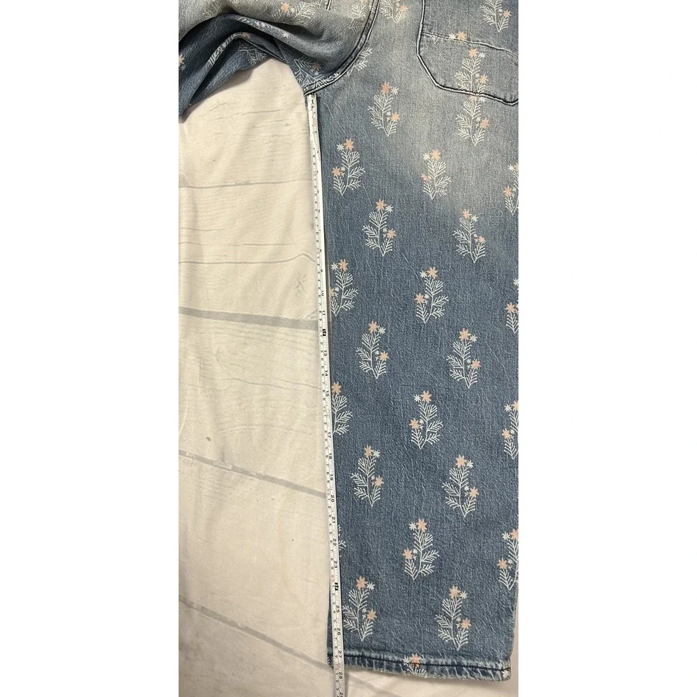Pilcro Overalls Painters Womens 31 Floral Distressed Denim Boho Fairy Relaxed - Picture 11 of 11